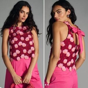 Anthropologie Maeve Floral Embroidered Appliqué Top